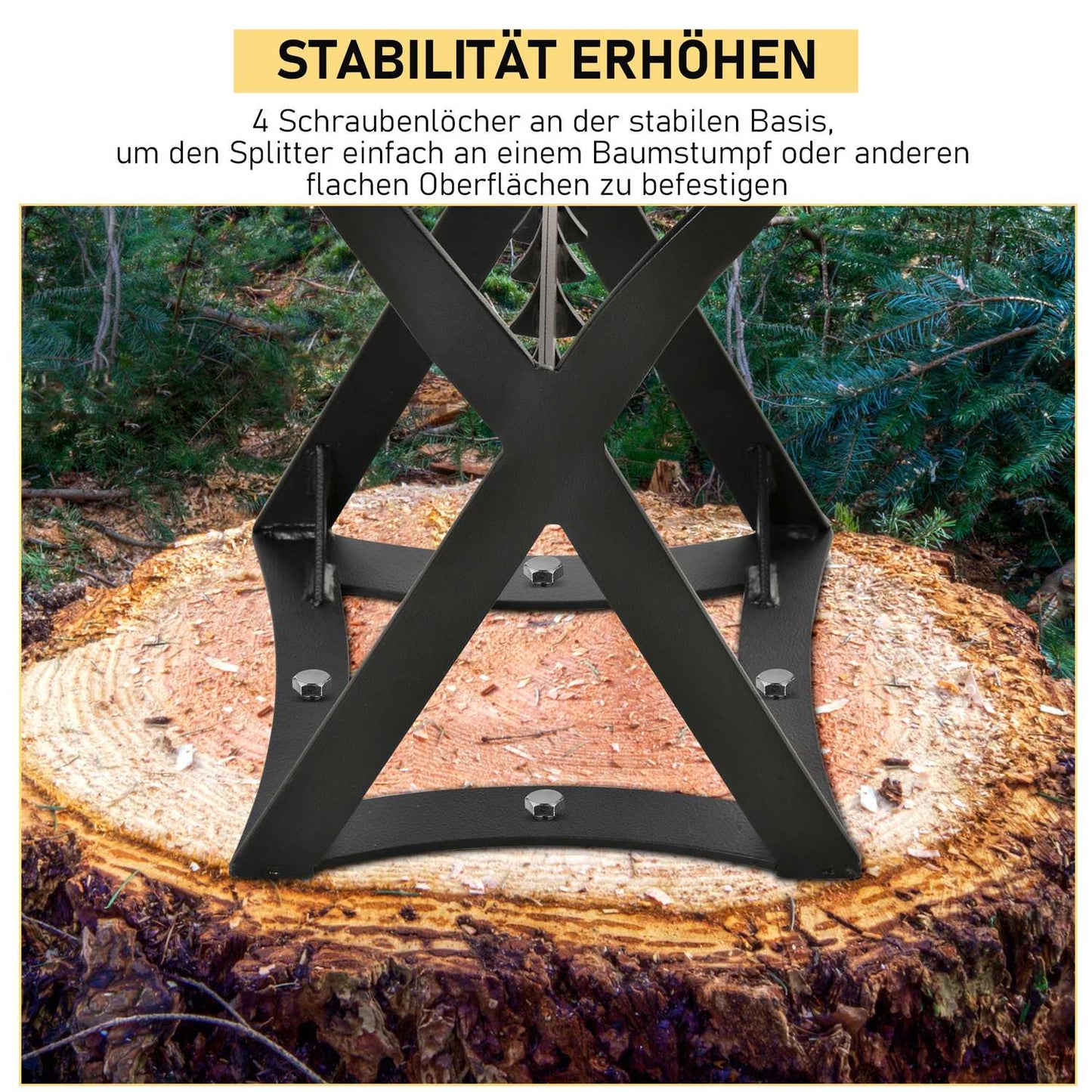 Manual wood splitter, carbon steel for camping and home use