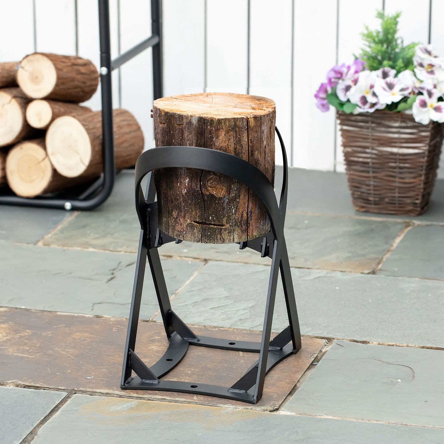 Manual wood splitter, carbon steel for camping and home use