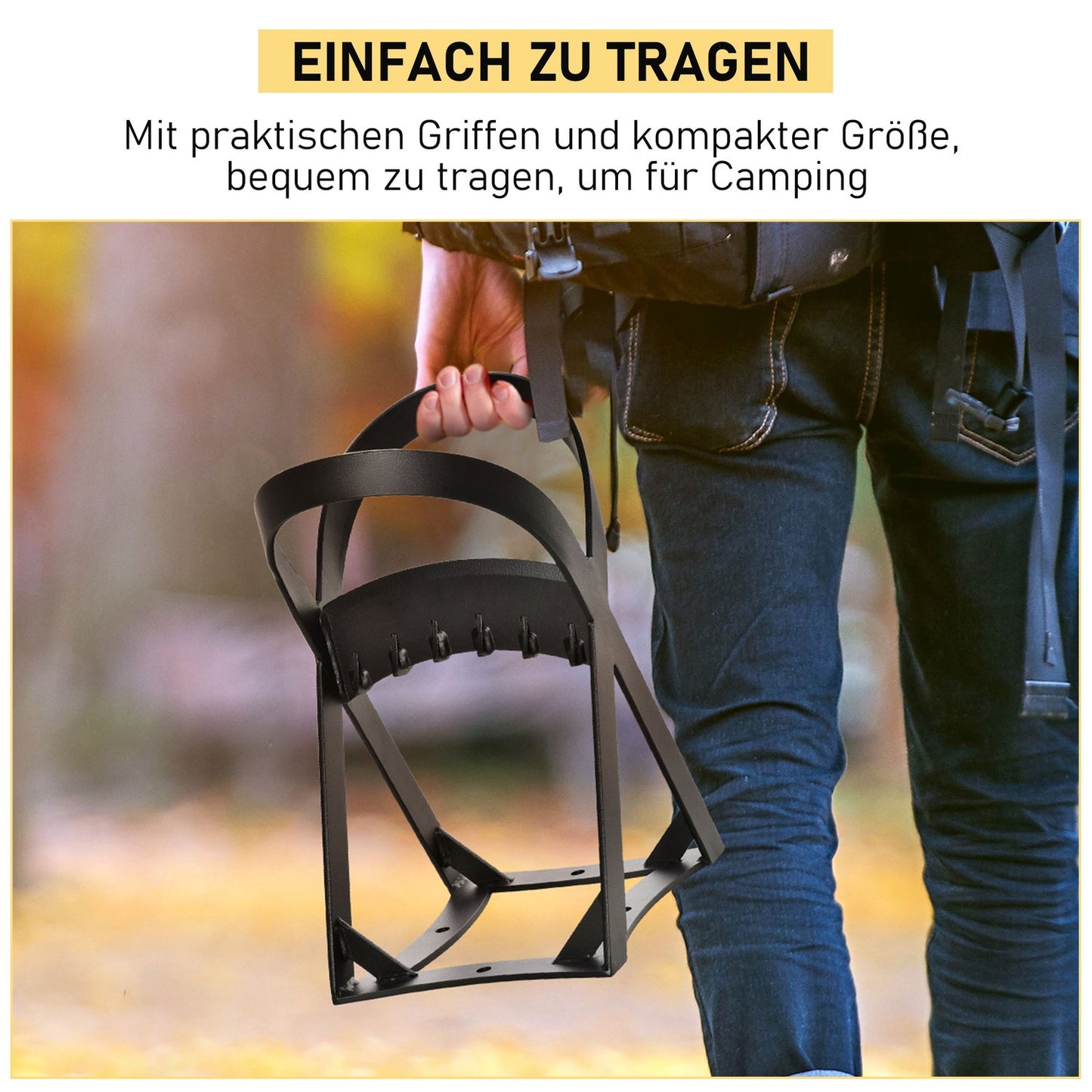 Manual wood splitter, carbon steel for camping and home use