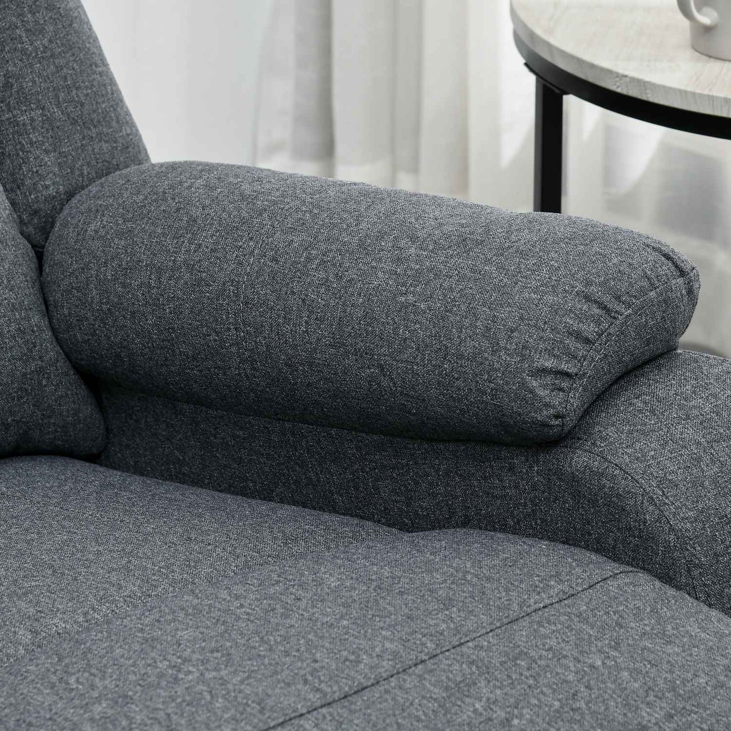 Lounger with footrest, 150 kg capacity, linen look