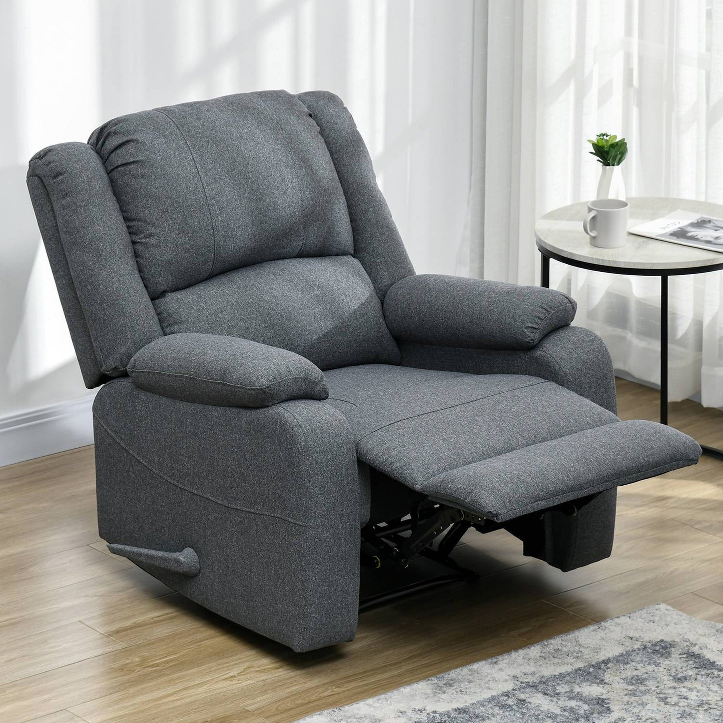 Lounger with footrest, 150 kg capacity, linen look