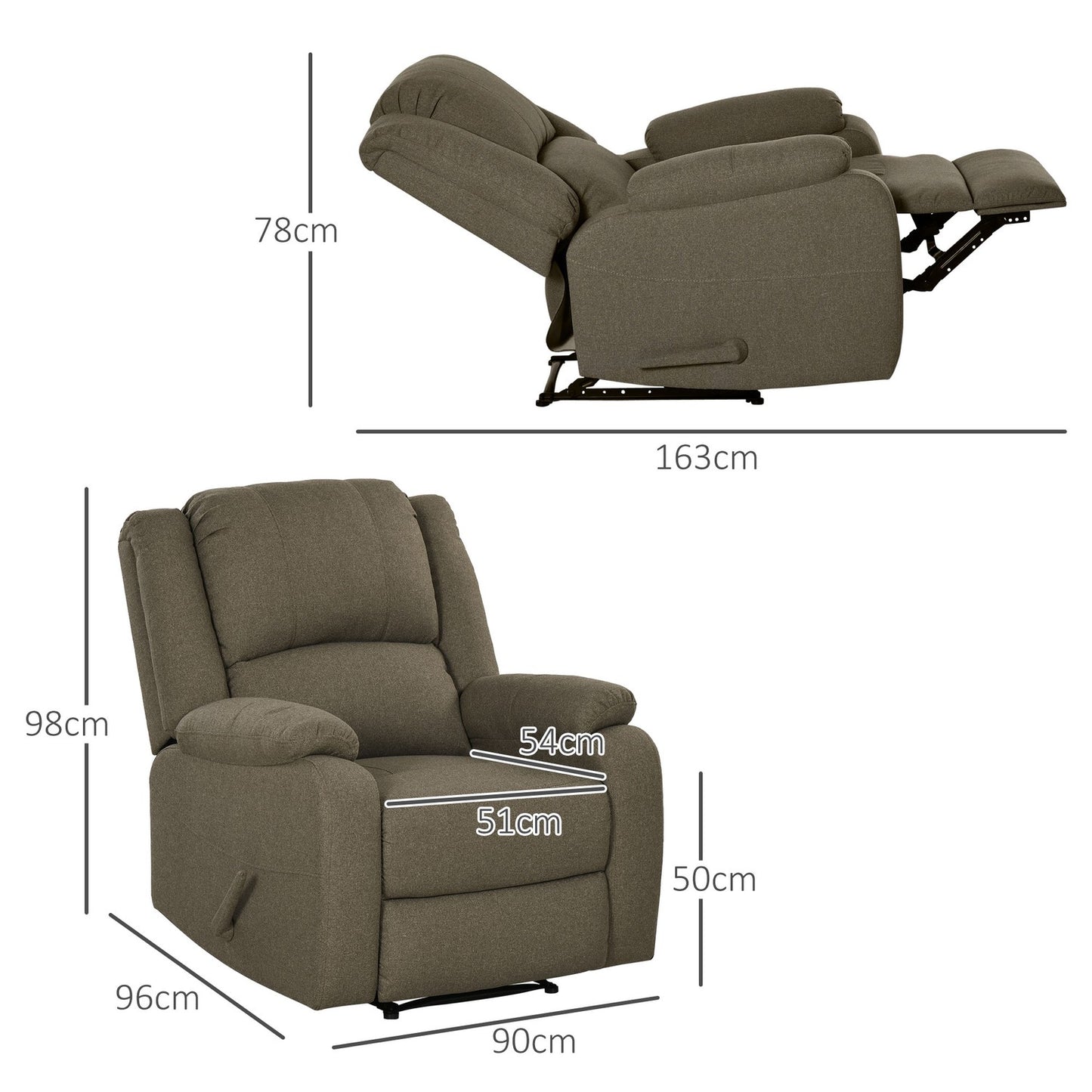 Reclining TV chair with footrest, 150 kg load capacity