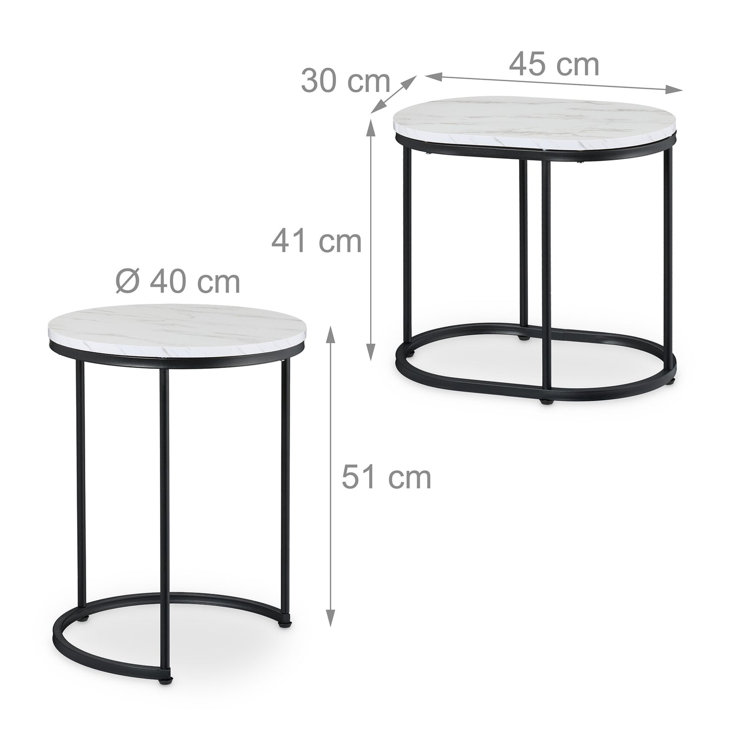 Marble Look Nesting Tables – Set of 2, Living Room