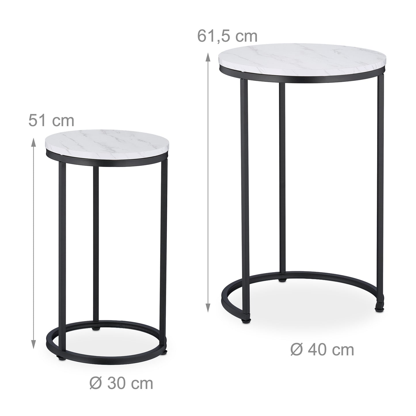 Marble Look Nesting Tables, Set of 2, Metal Legs