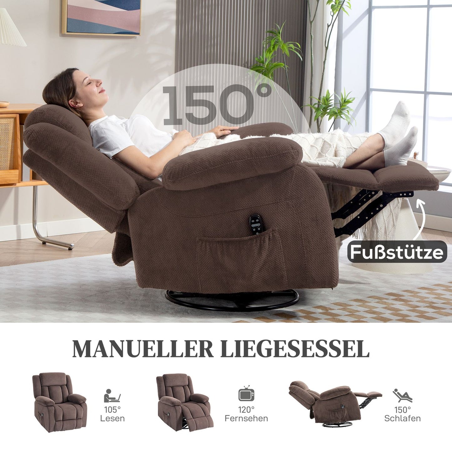 Massage Chair, 8 Vibration Points, 5 Modes, Heated, Brown