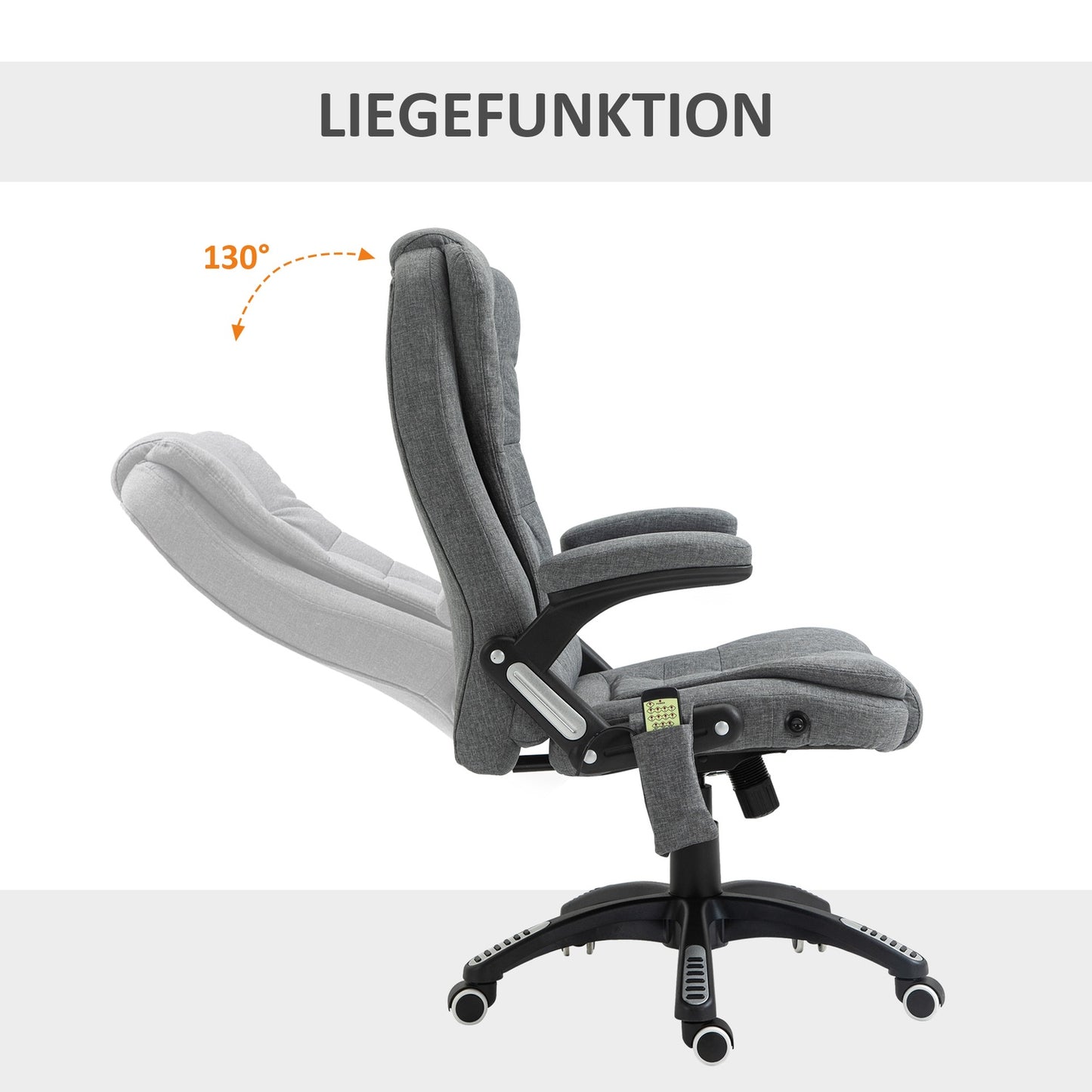 Ergonomic massage chair, height adjustable, grey, 67x74x116-126 cm
