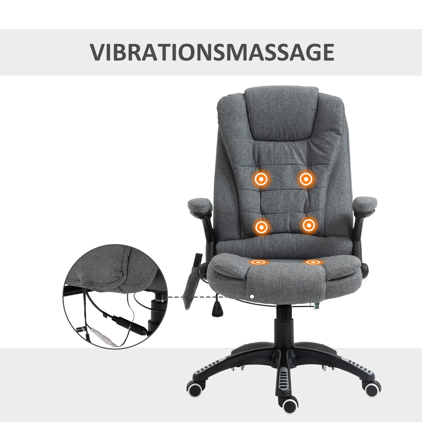 Ergonomic massage chair, height adjustable, grey, 67x74x116-126 cm