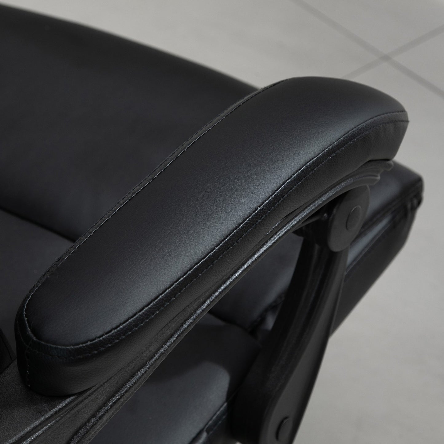 Black swivel massage chair - 7 points, adjustable footrest