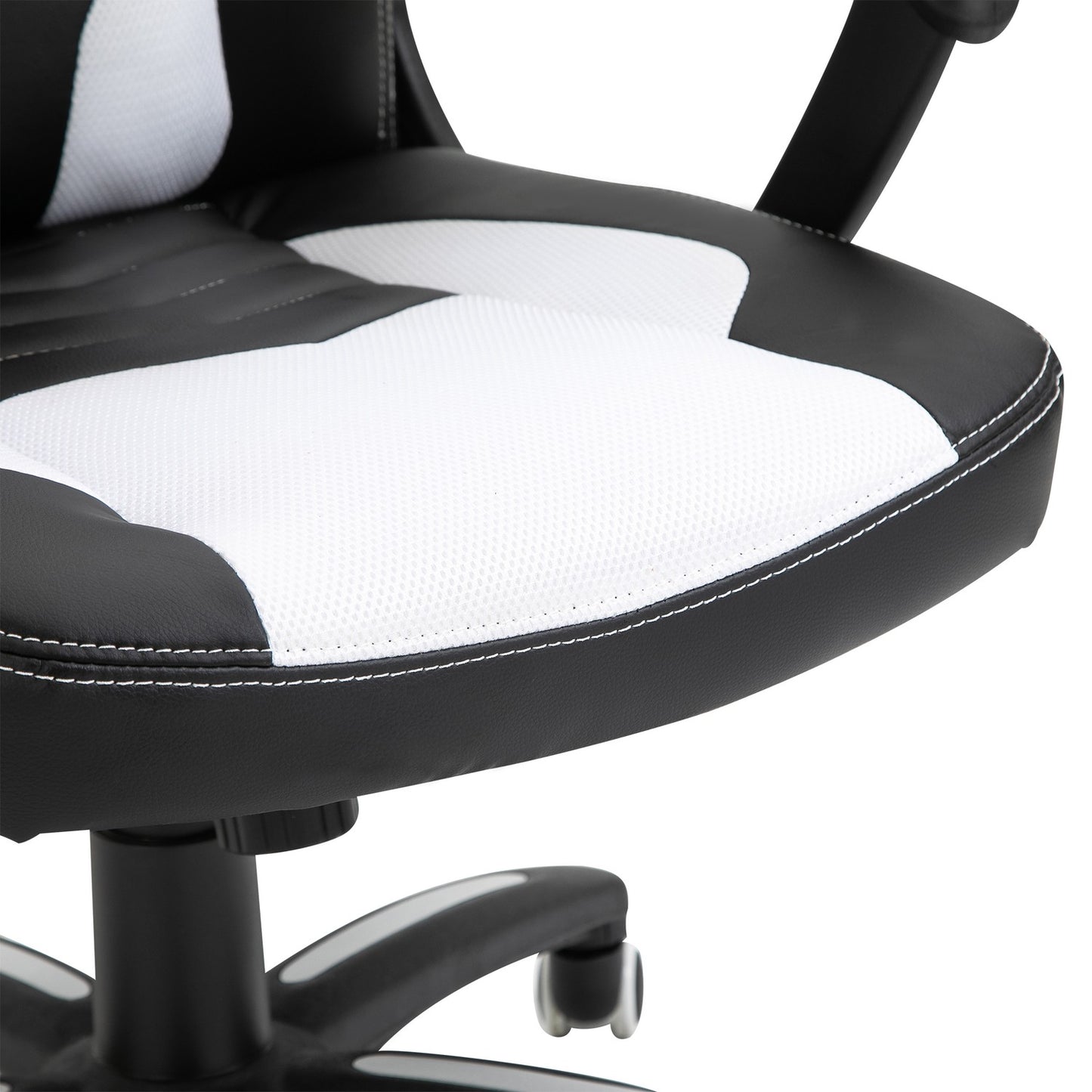 Massage Gaming Office Chair with Heat & Vibration, Black/White