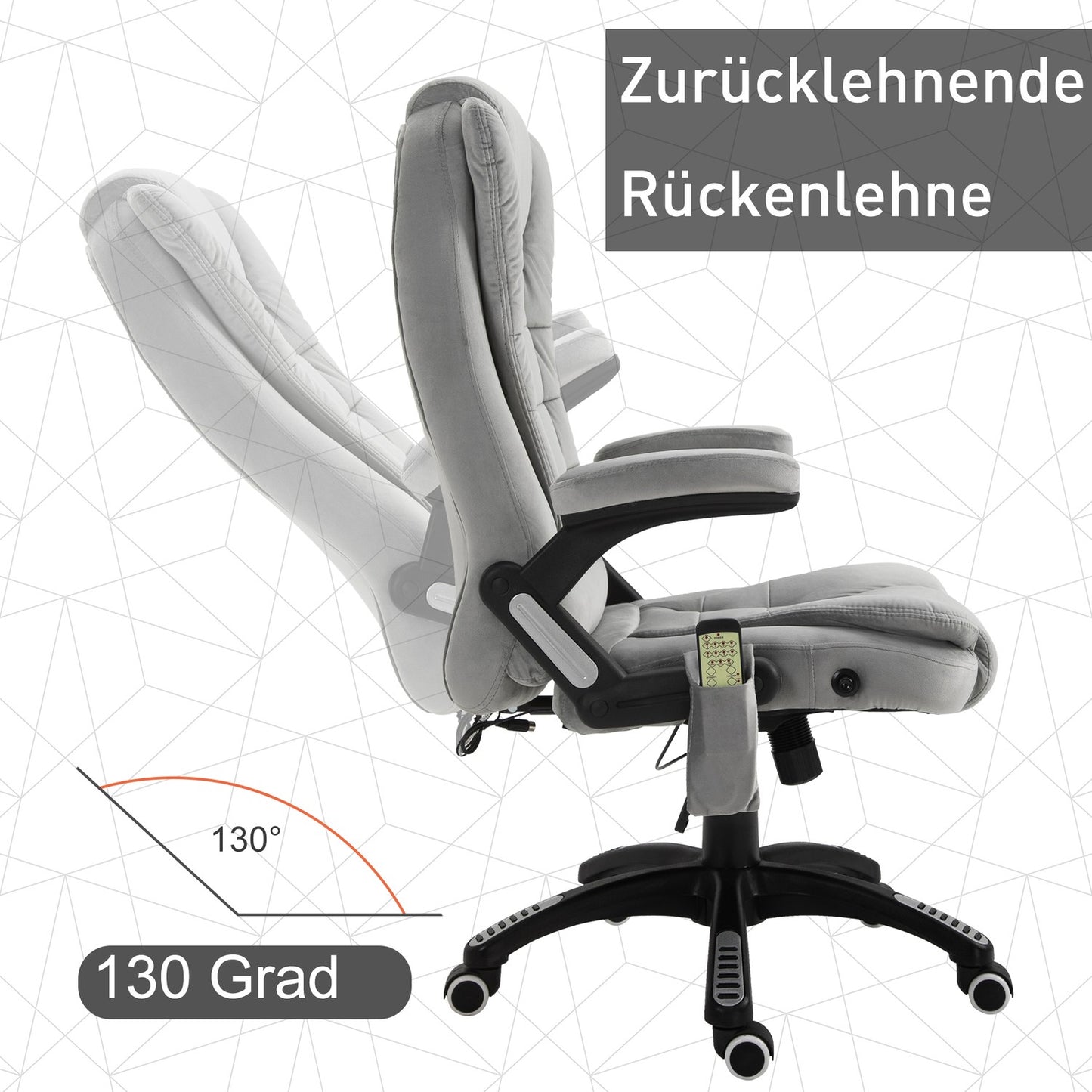 Ergonomic gray massage chair - height adjustable office/gaming