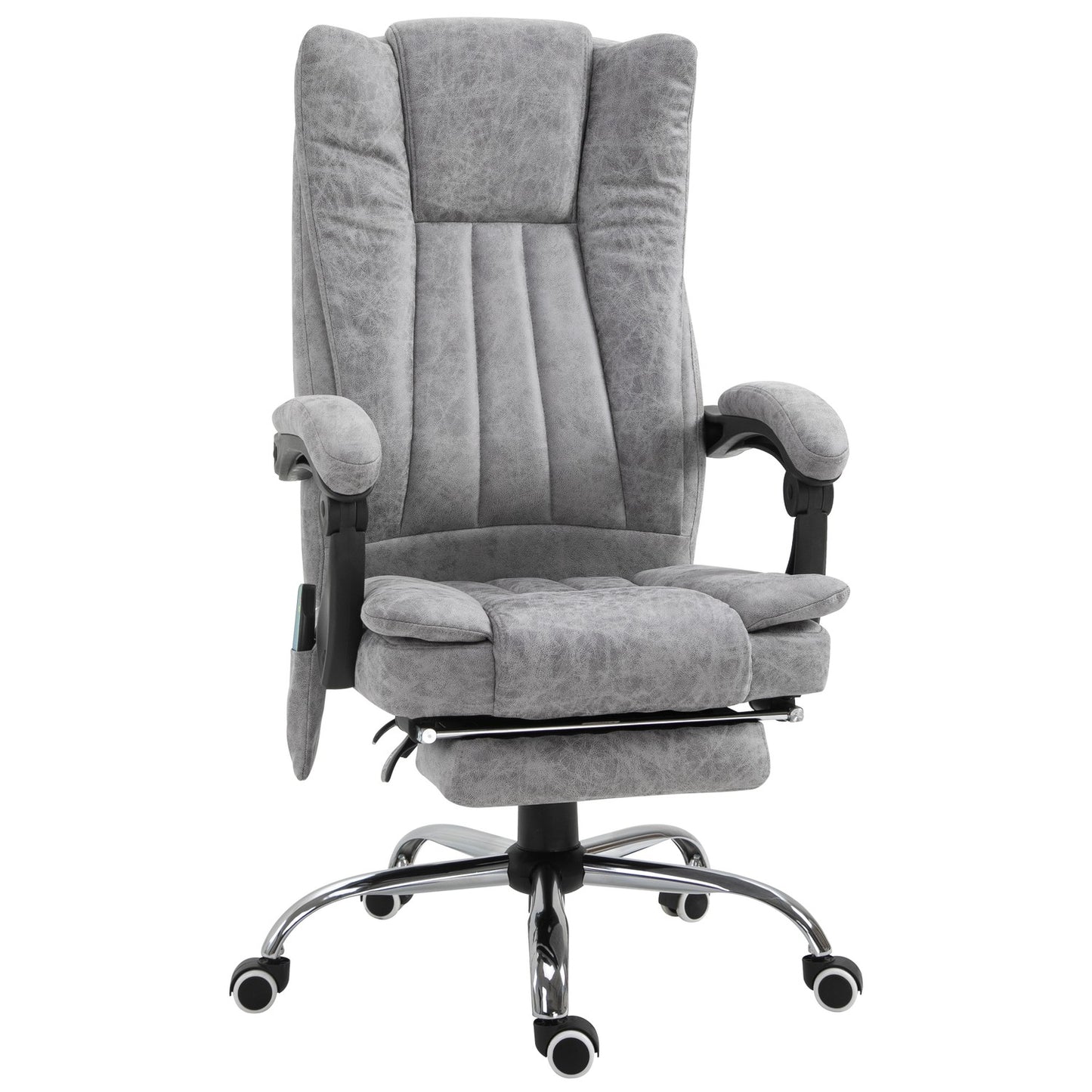 Reclining gray massage chair with heat and footrest