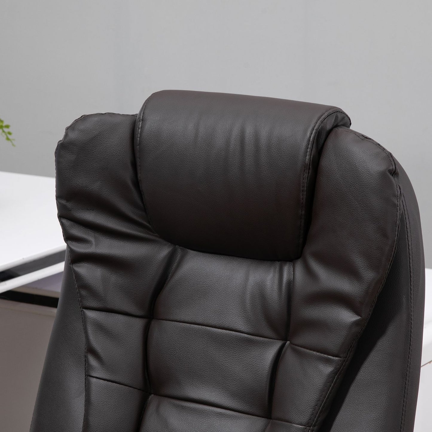Vibration massage office chair with heat, artificial leather, brown