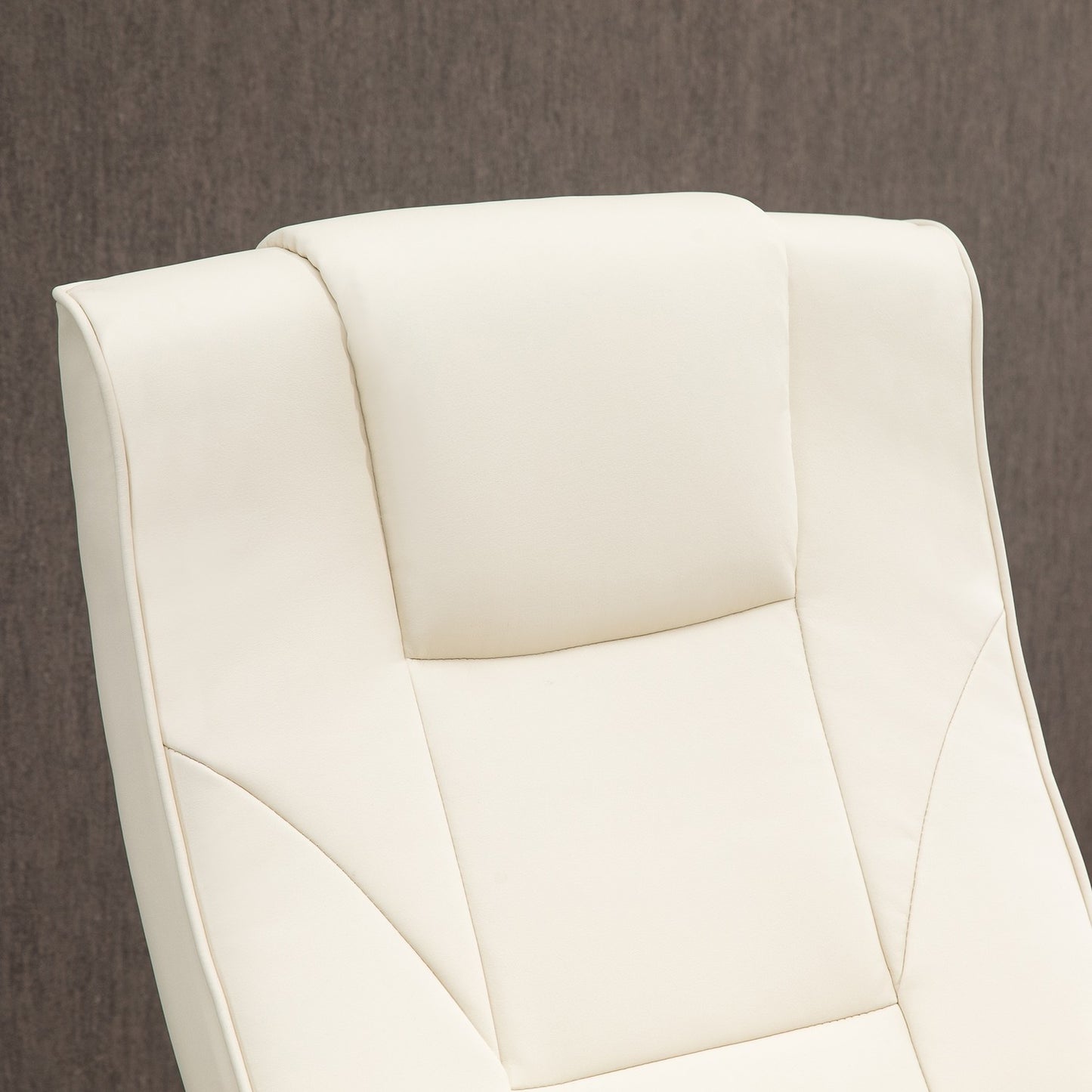 Massage lounge chair with 360° rotation, synthetic leather, cream/brown