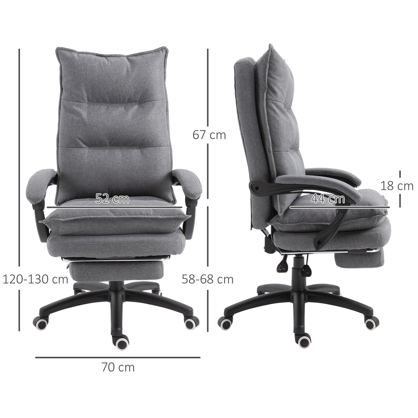 Ergonomic gray swivel gaming chair, height adjustable, nylon