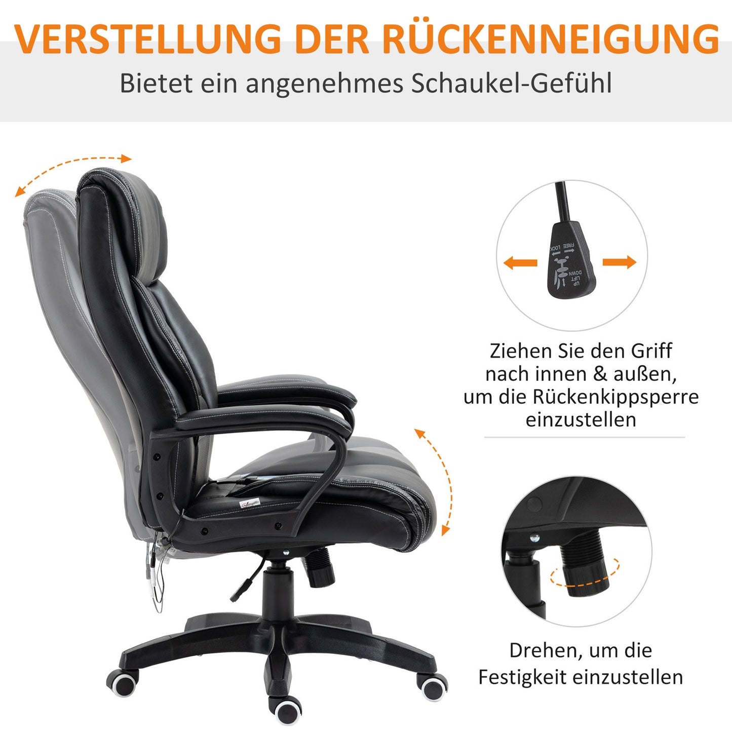 Ergonomic gaming chair with adjustable height and 6 vibration points