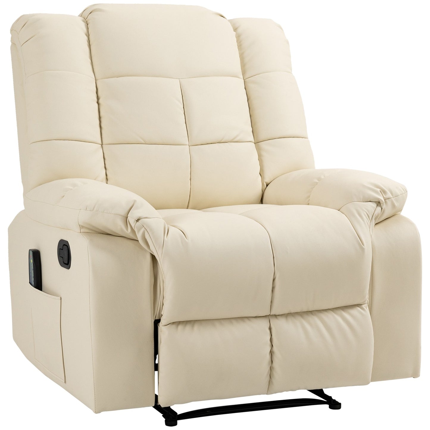 Electric massage chair - artificial leather, cream white, 94x99x99 Cm