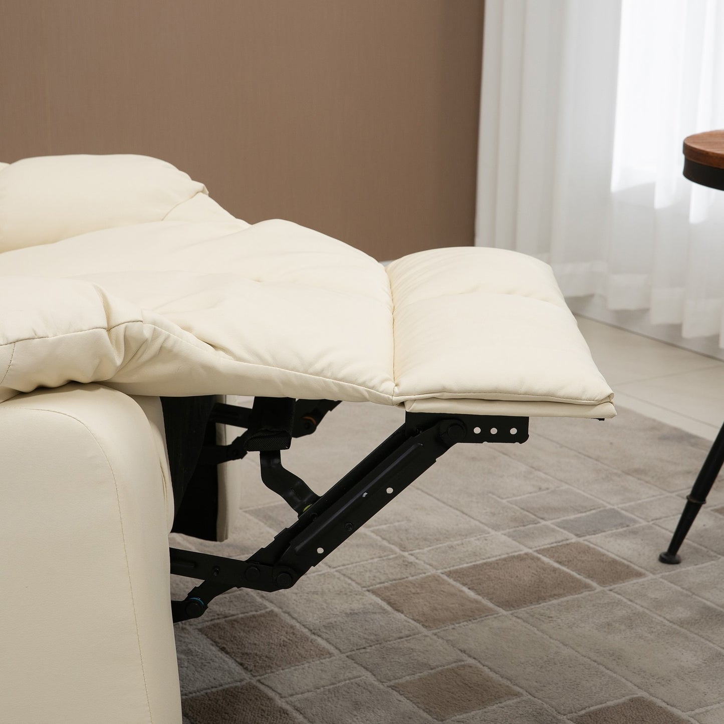 Electric massage chair - artificial leather, cream white, 94x99x99 Cm