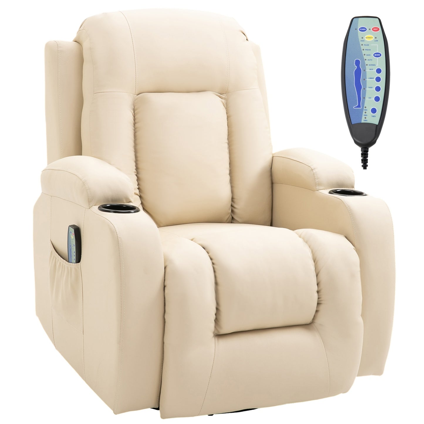Lying massage and heating TV chair with remote control, cup holder