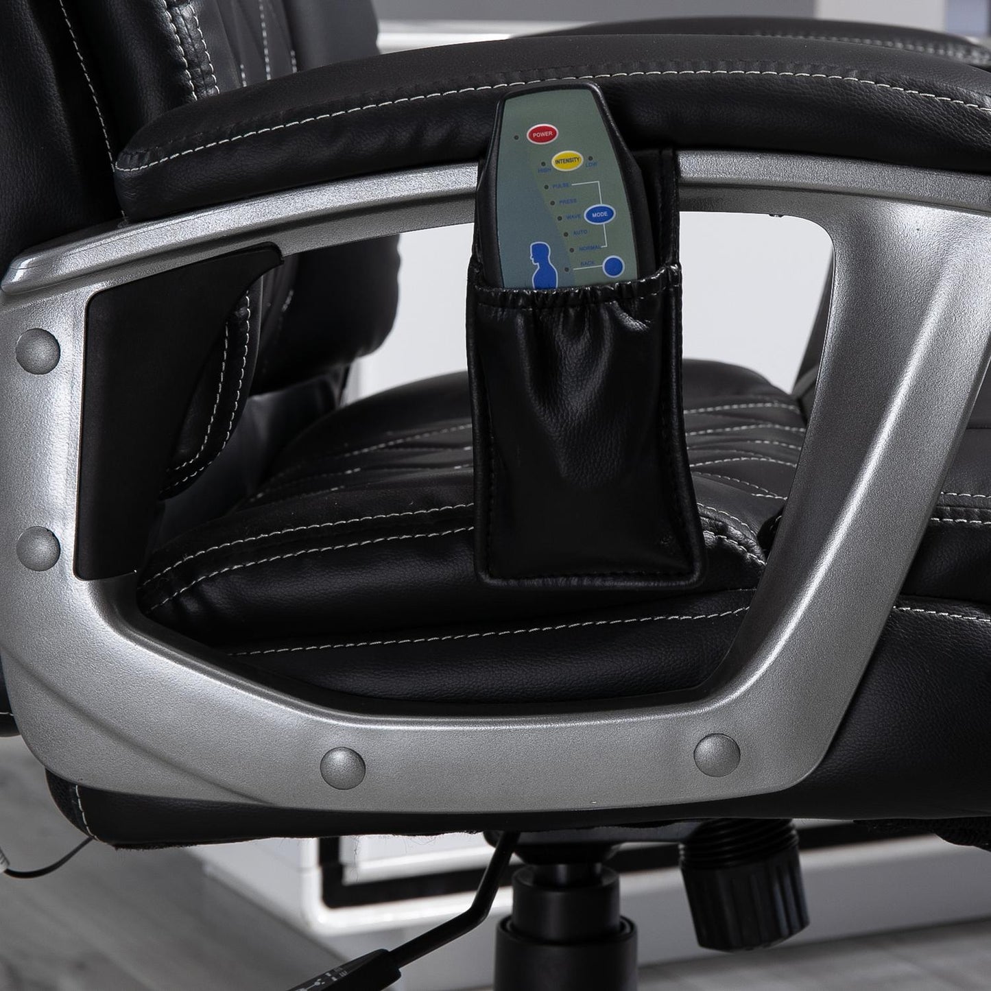 Massage office chair, artificial leather, swivel, with headrest