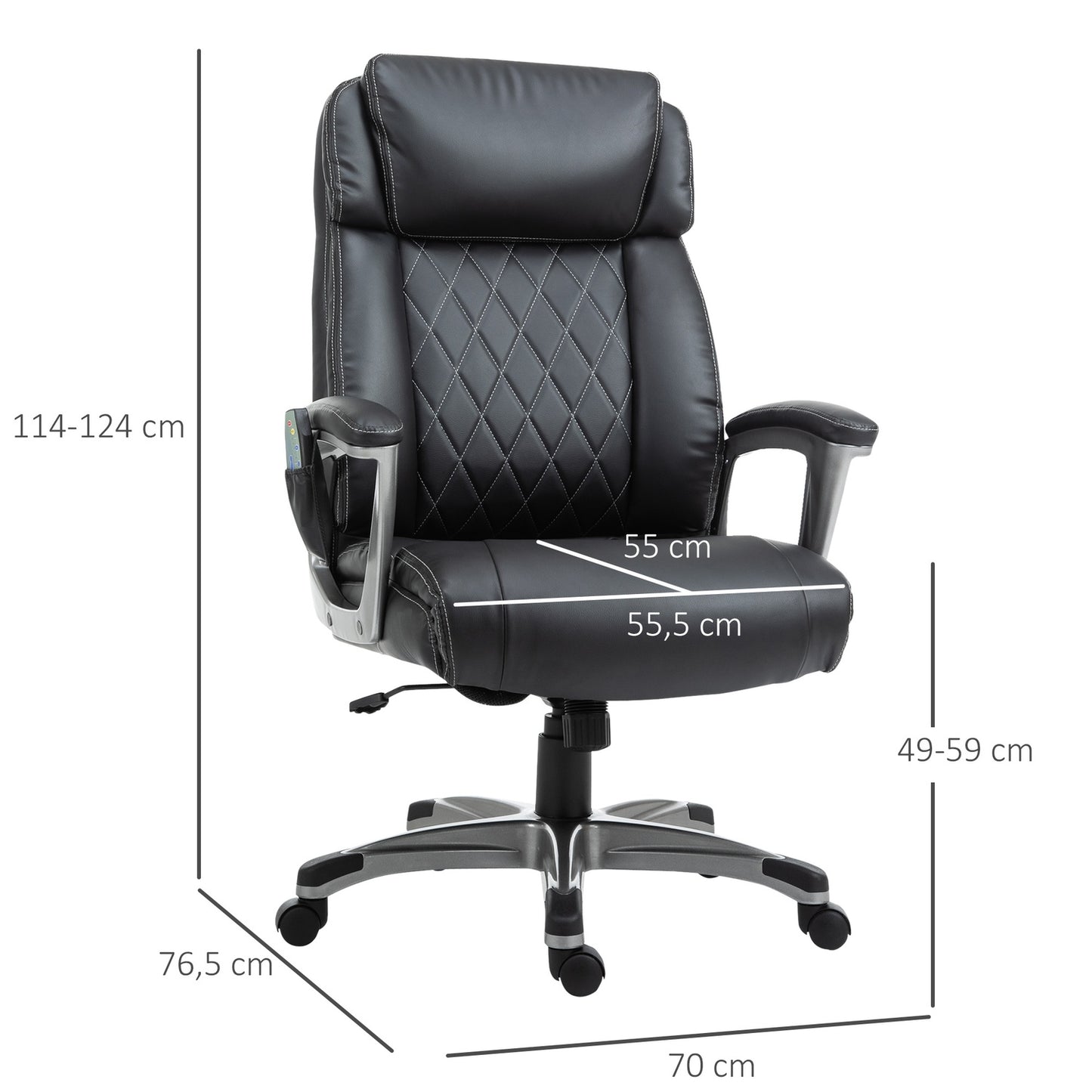 Massage office chair, artificial leather, swivel, with headrest
