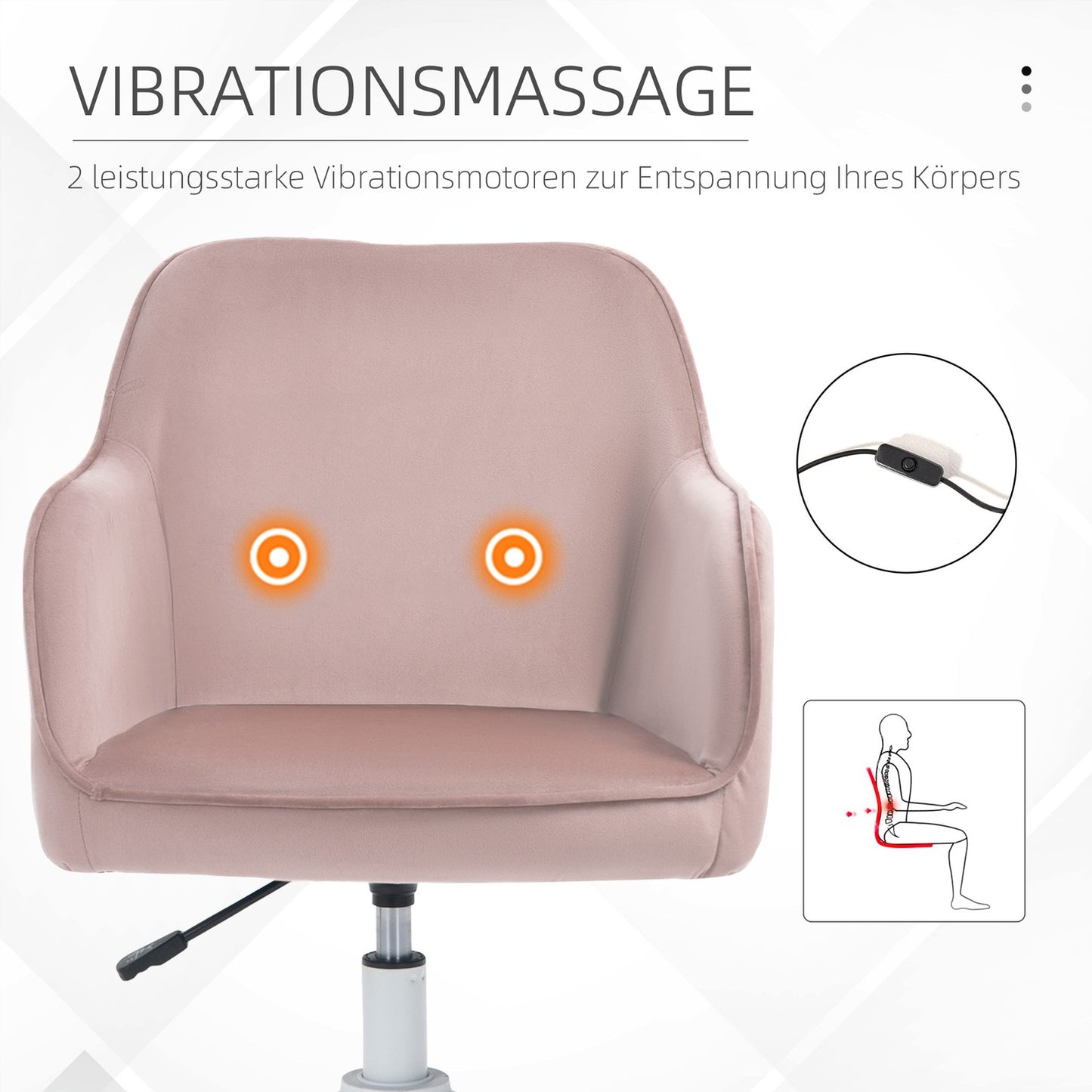 Massage office chair with vibration and adjustable armrests