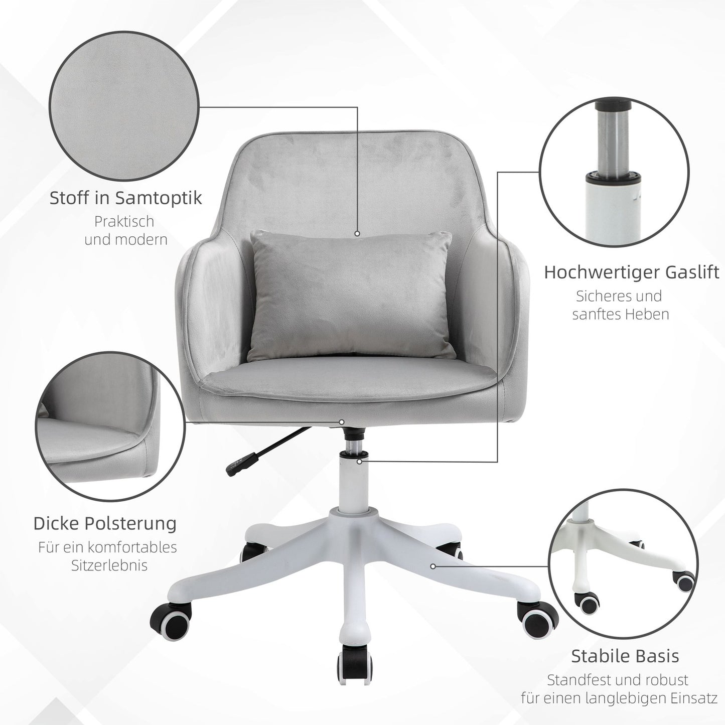 Office massage chair - velvet, vibration, lumbar support