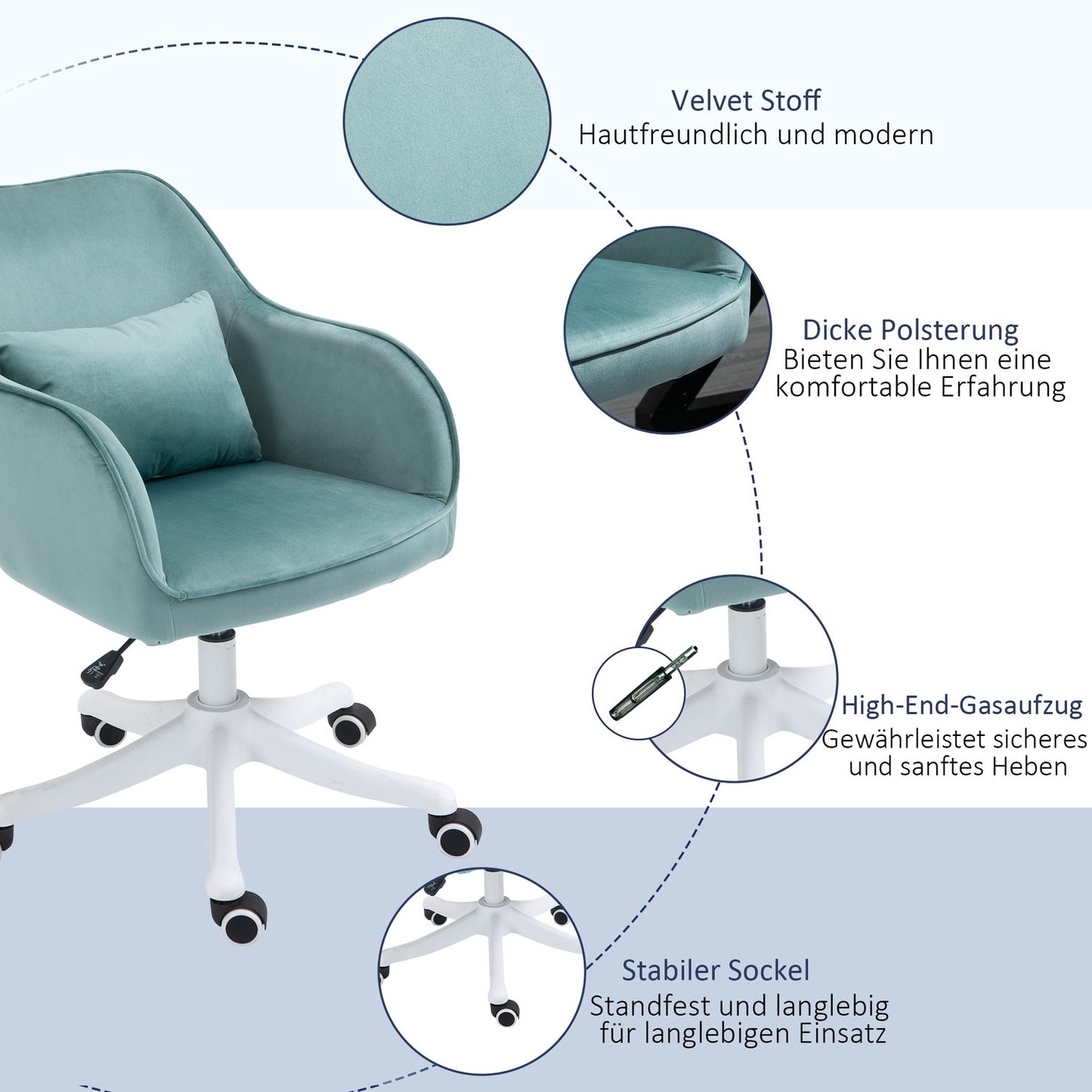 Office massage chair - USB vibration, lumbar support, 78-86 cm