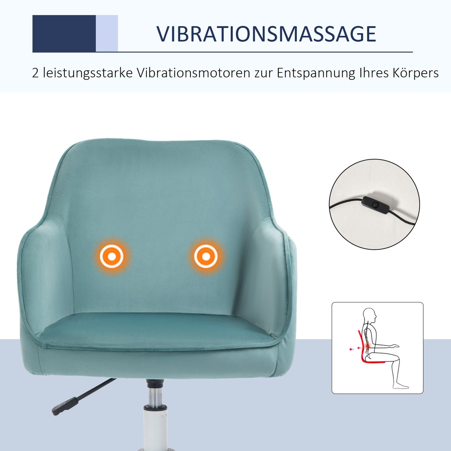 Office massage chair - USB vibration, lumbar support, 78-86 cm