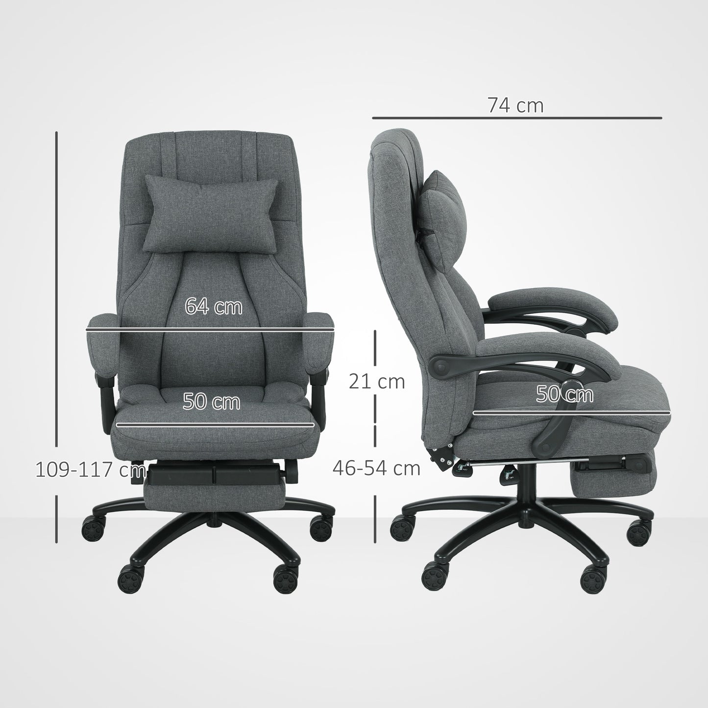 Massage Office Chair, USB Port, Swivel Wheels, Dark Grey