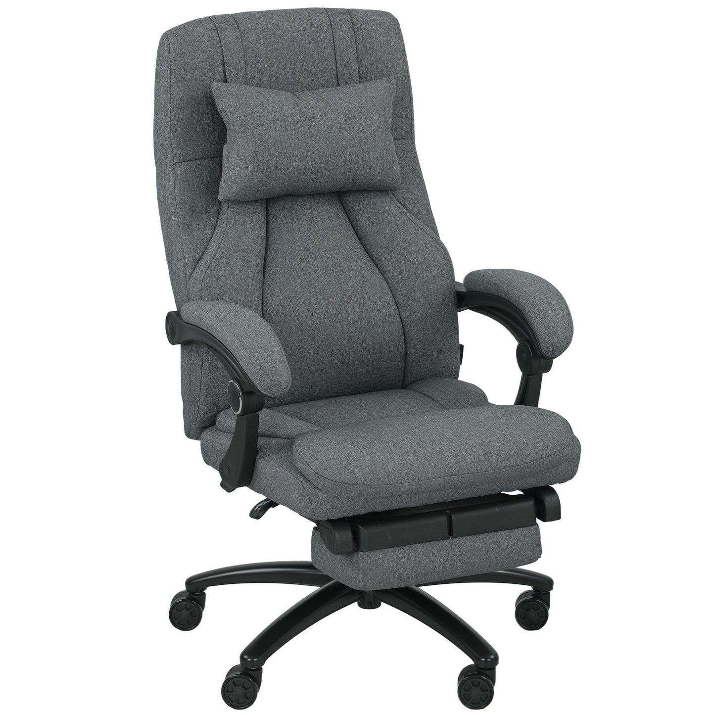 Massage Office Chair, USB Port, Swivel Wheels, Dark Grey