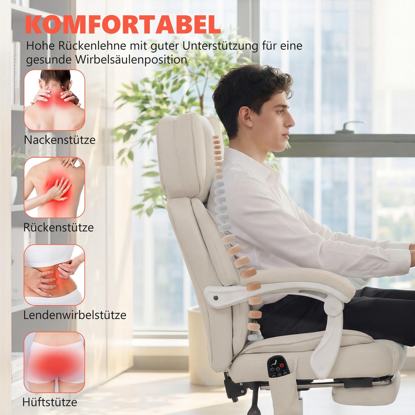 Massage Office Chair with 6-Point System and Lumbar Heat