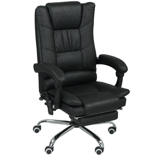 Massage Office Chair with Footrest, Adjustable Height, Black