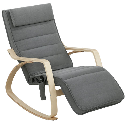 Massage Rocking Chair with Lumbar Heat, 3 Modes, Grey