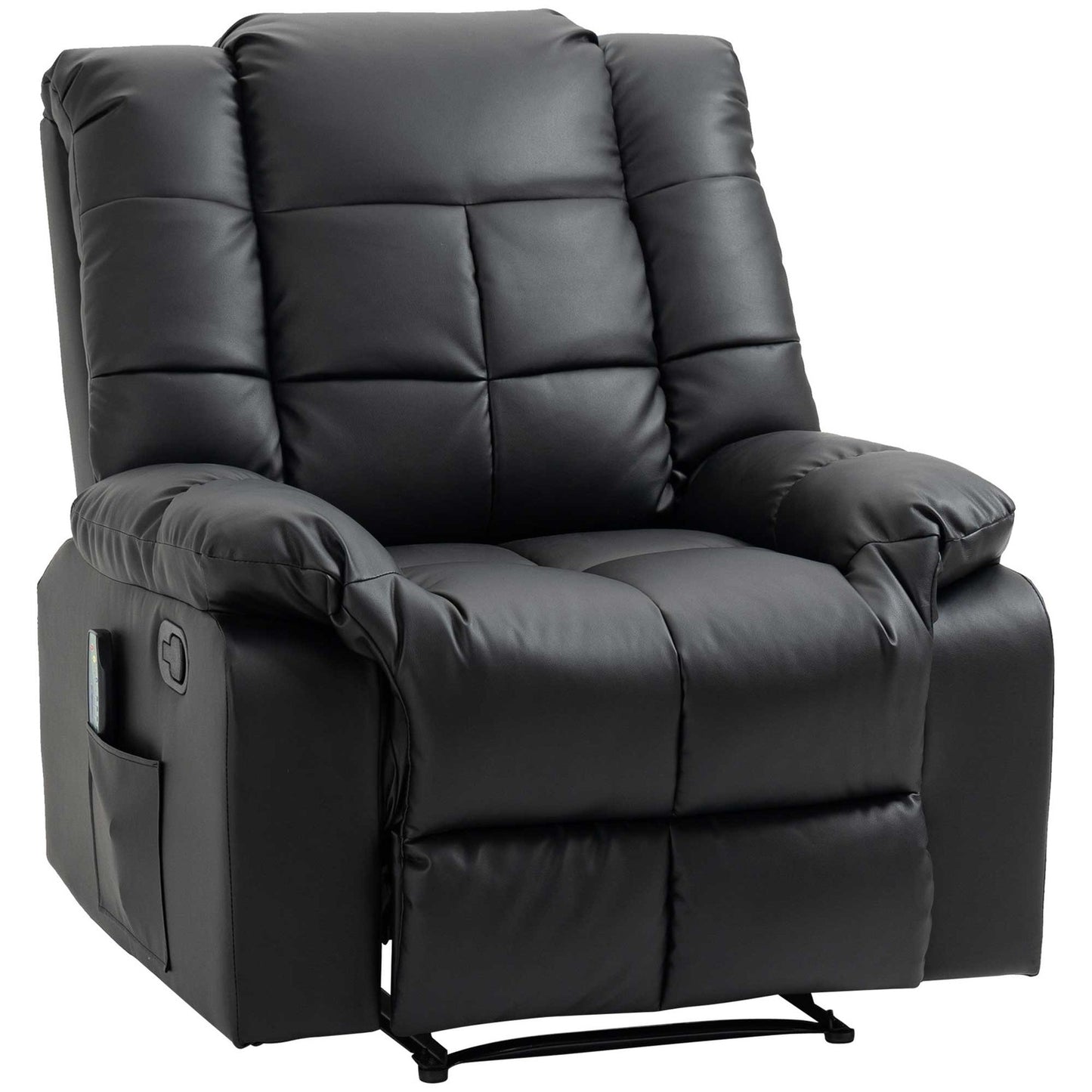 Electric recliner with massage - artificial leather, black