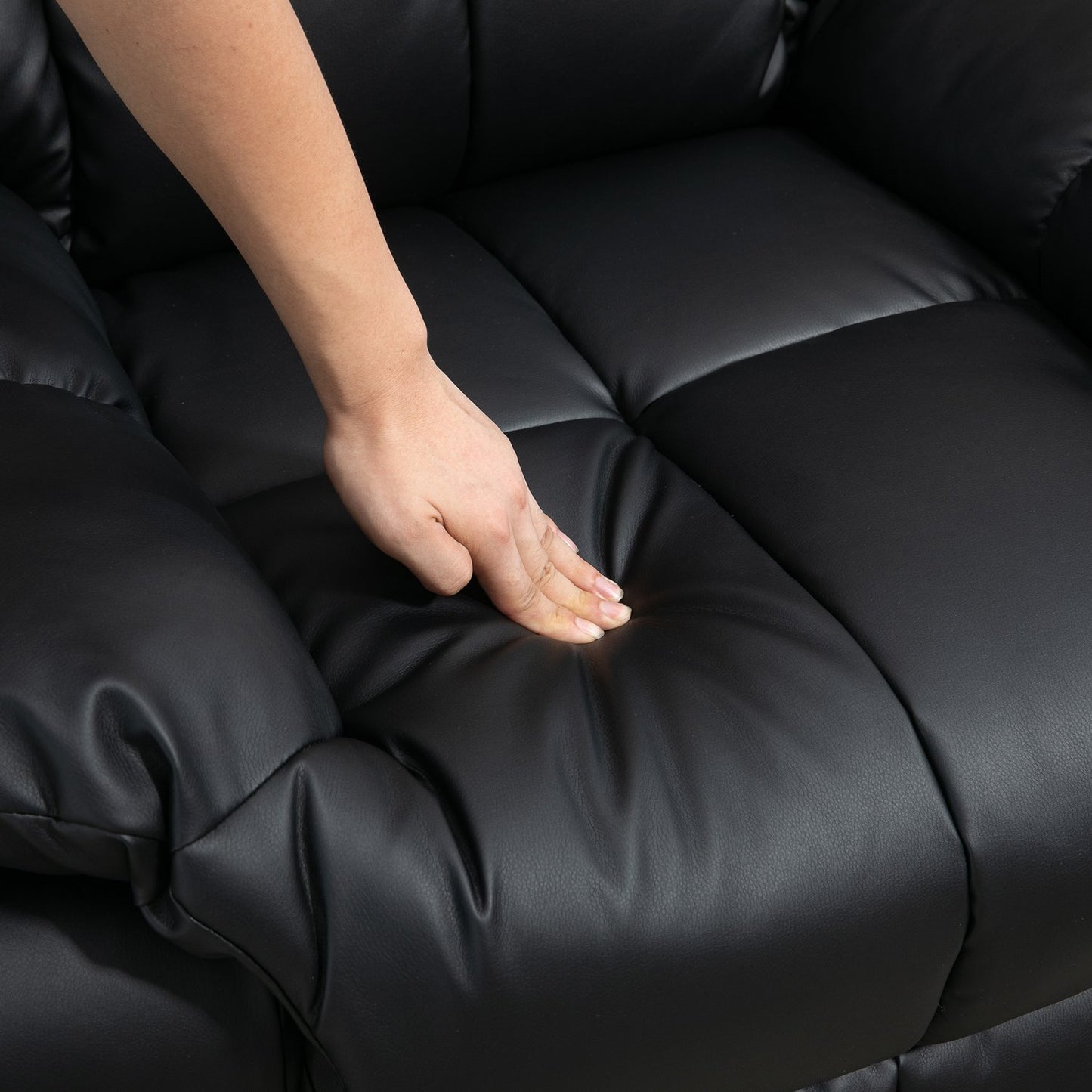 Electric recliner with massage - artificial leather, black