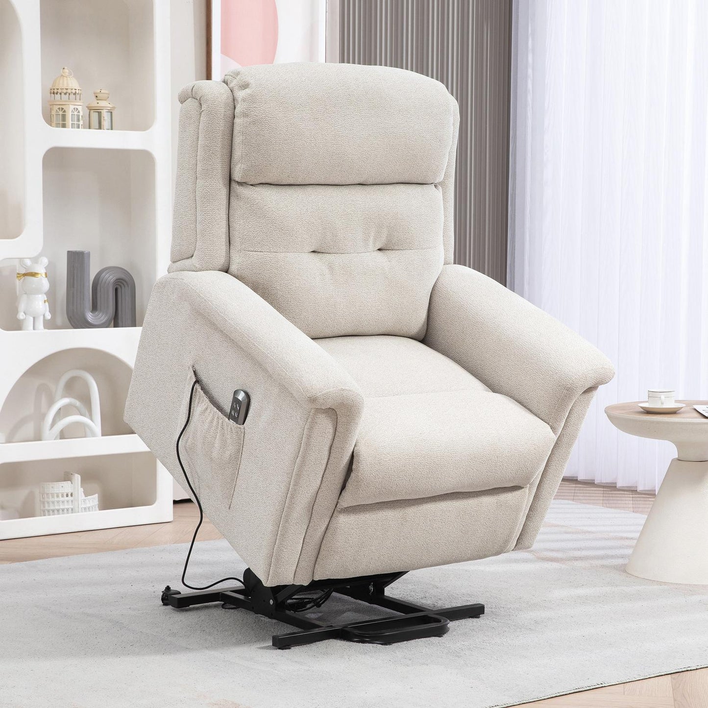 Electric reclining massage chair, Remote controlled, Light grey