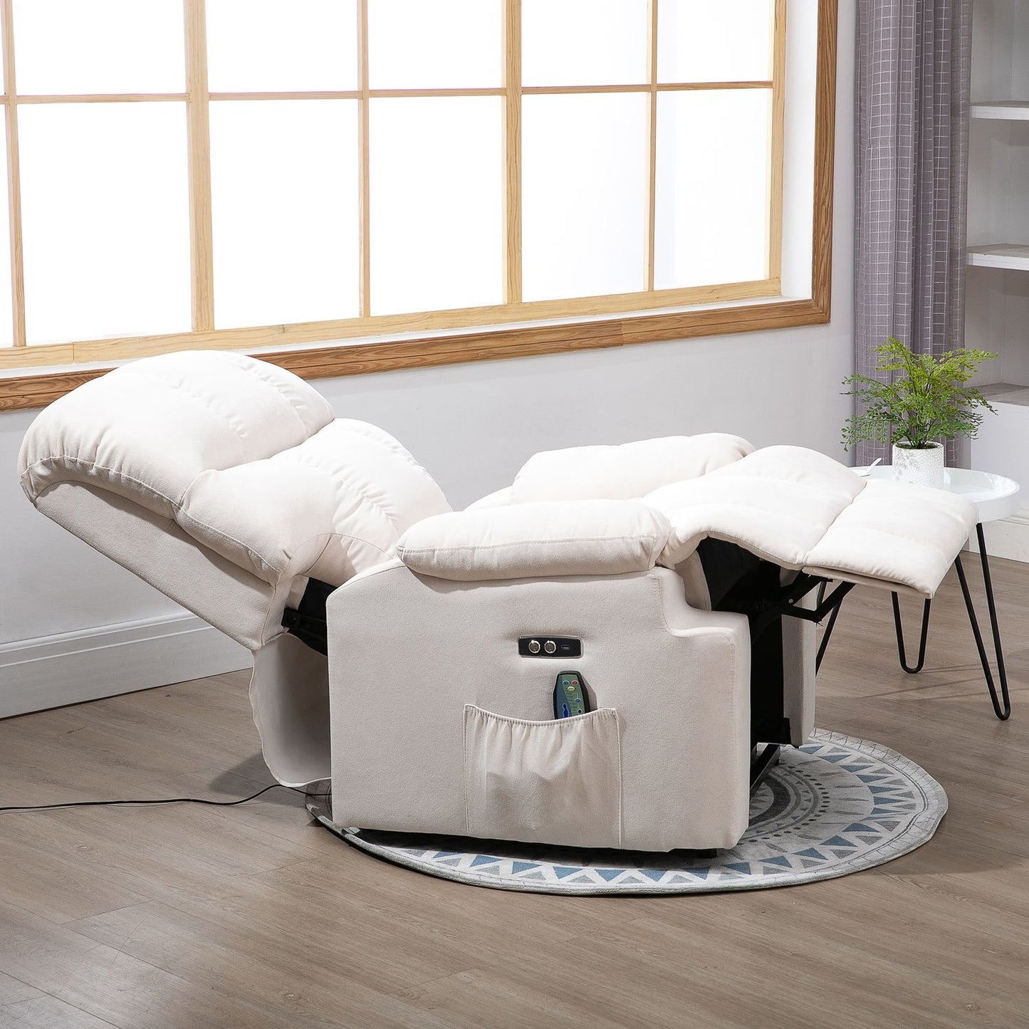 Heated massage chair with USB remote control, adjustable plush