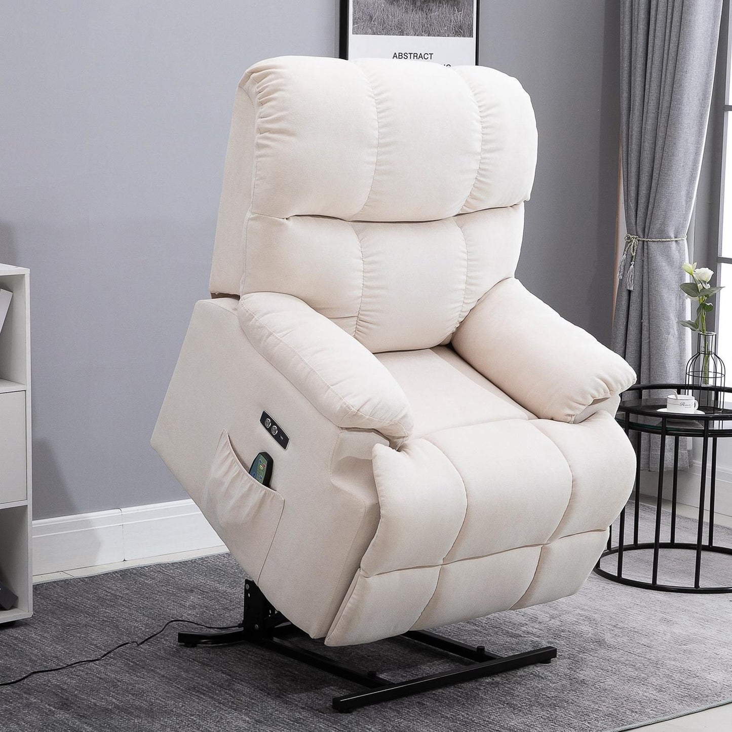 Heated massage chair with USB remote control, adjustable plush