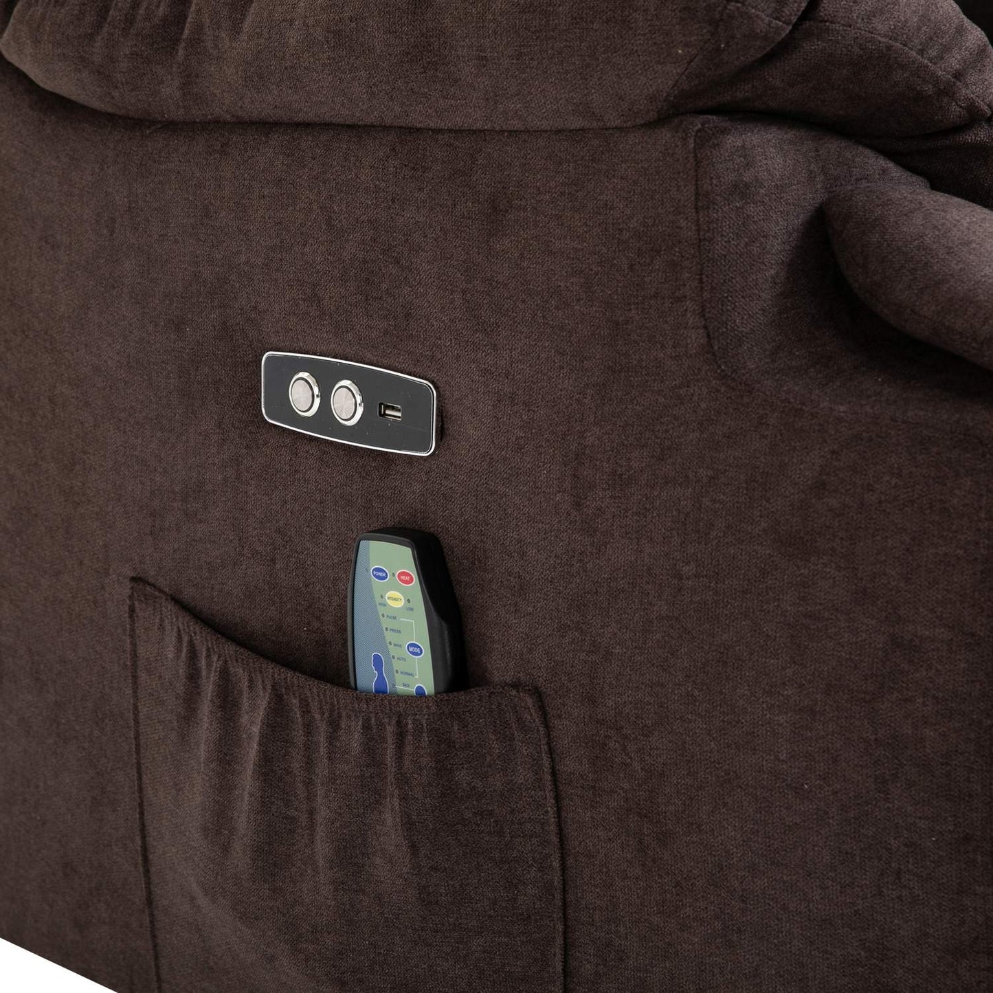Lounger massage chair with heat, adjustable, brown plush