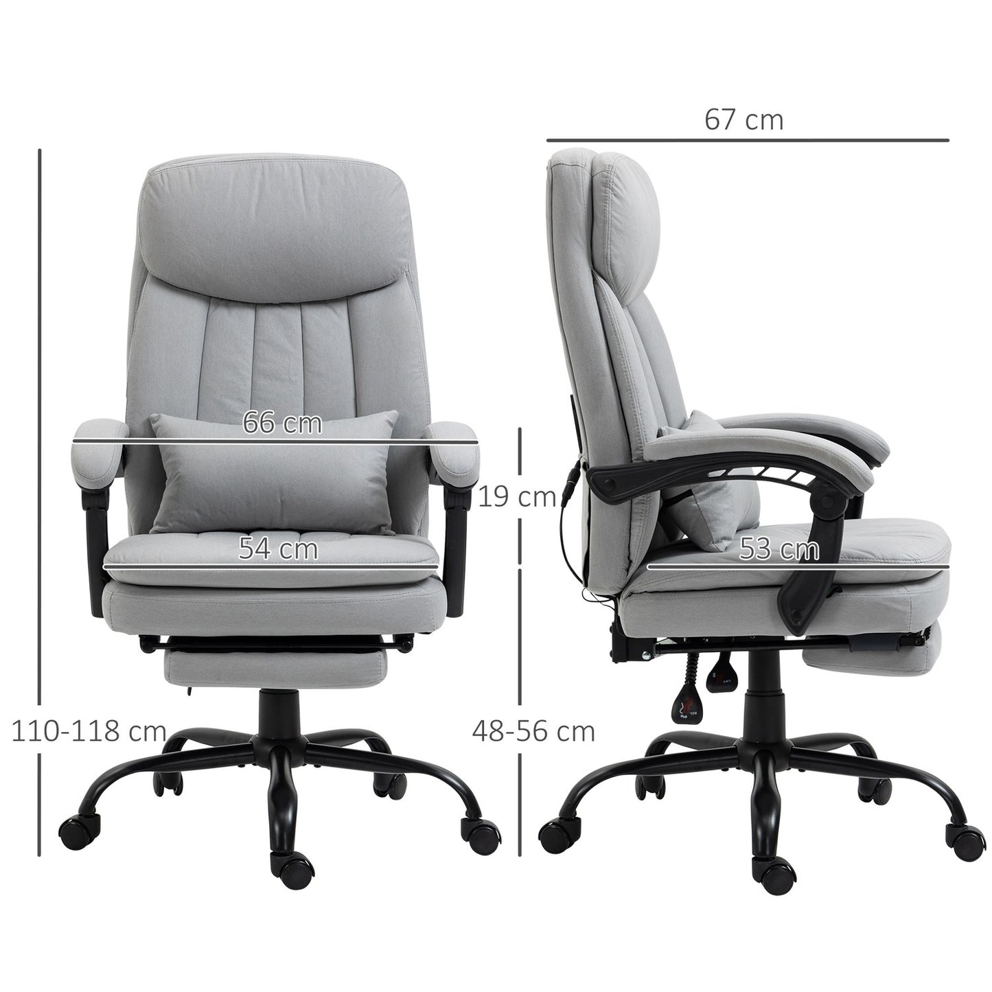 Ergonomic reclining office chair, gray - massage function