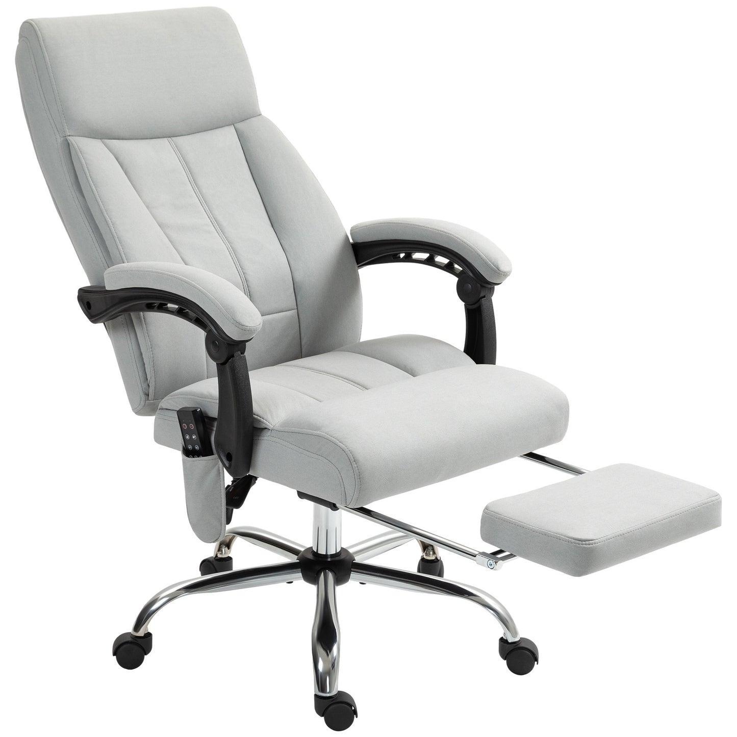 Ergonomic reclining office chair with footrest, light grey
