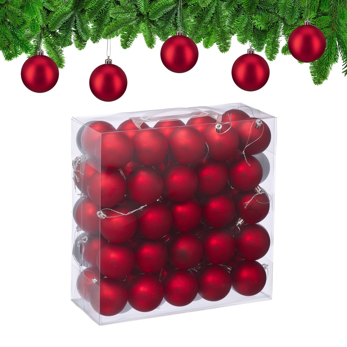 Matte Christmas Baubles Set, 50 Pieces