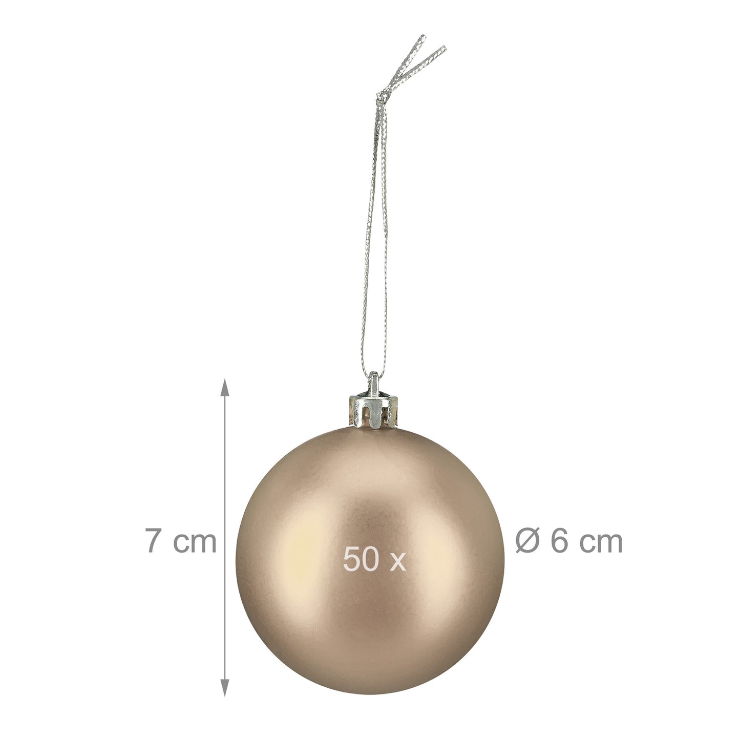 Matte Christmas Baubles Set, 50 Pieces