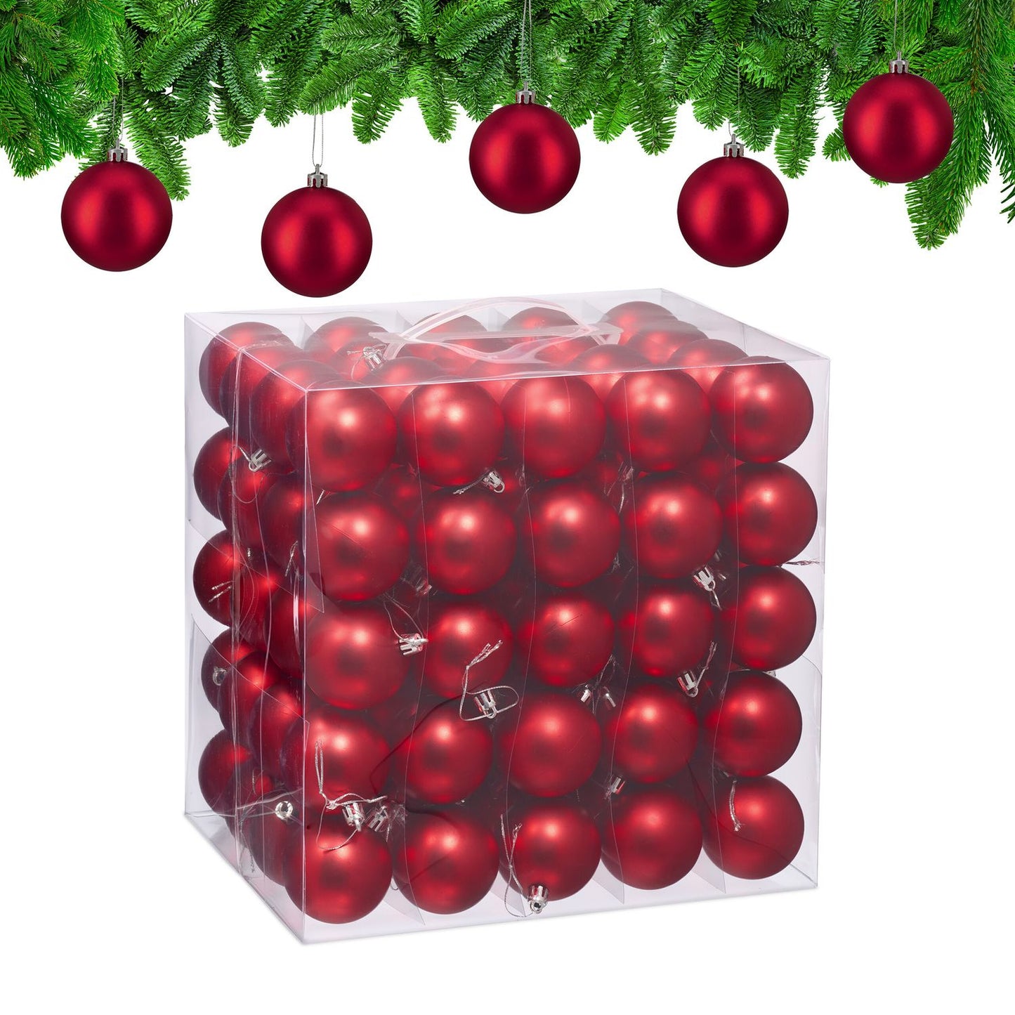 Matte Christmas Tree Baubles Set, 100 Pieces