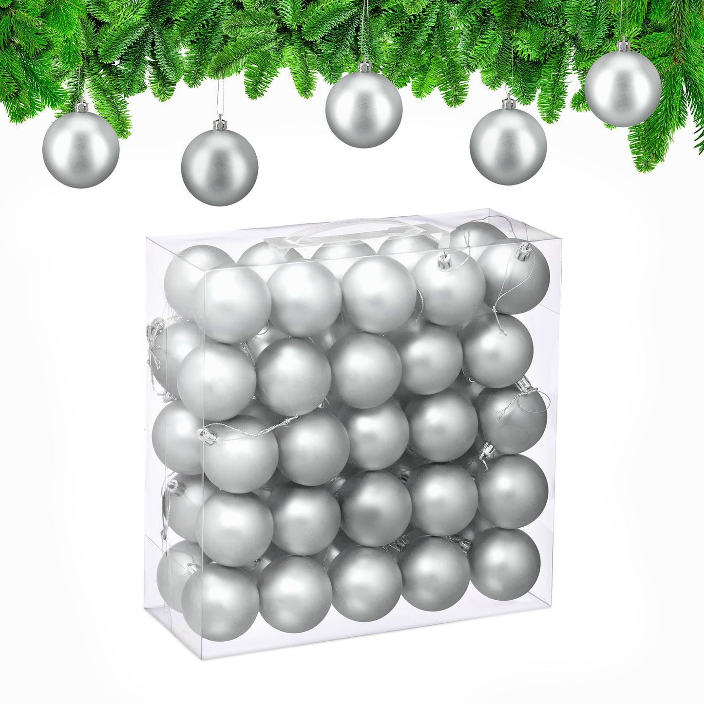 Matte Christmas Tree Baubles Set, 50 Pieces