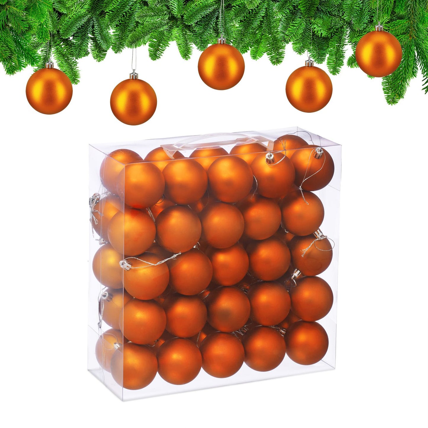 Matte Christmas Tree Baubles Set, 50 Pieces