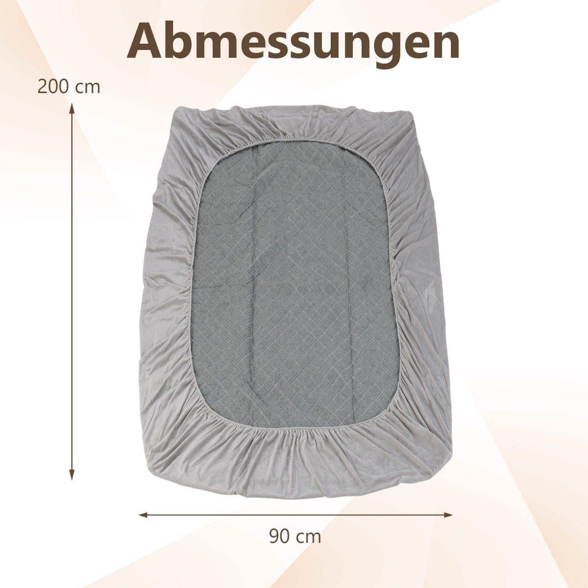 Mattress Protector, Deep Pocket, Velvet, 90x200 cm, Grey