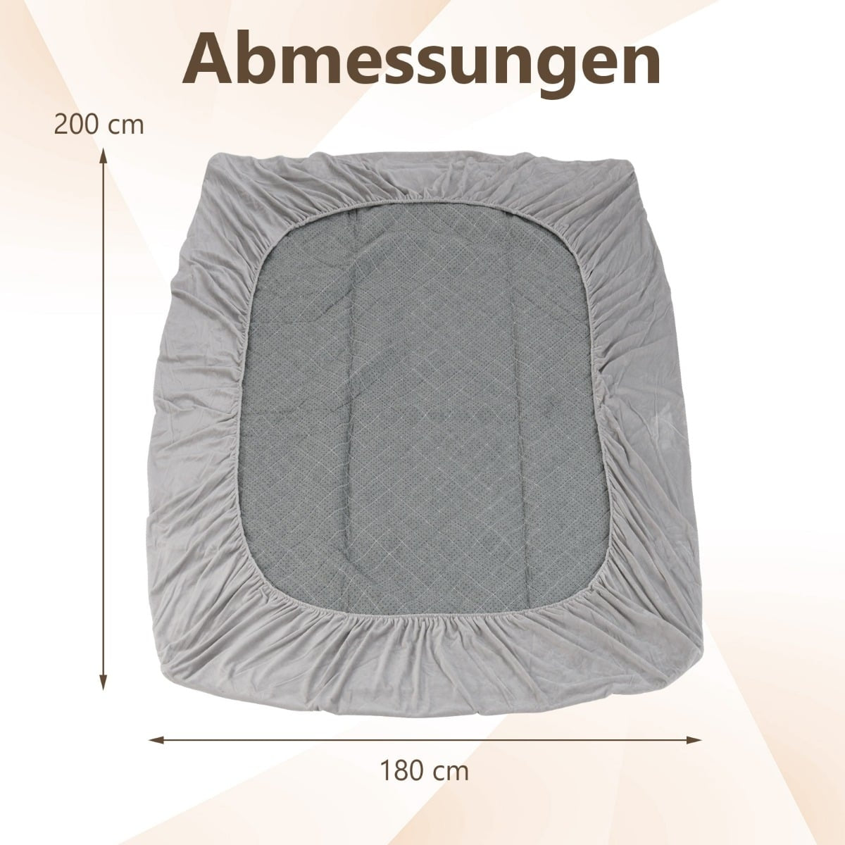 Mattress Protector, Soft Velvet Topper, 180x200 cm, Gray