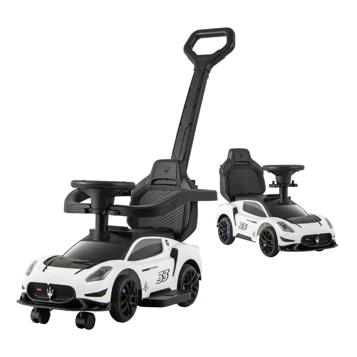 Mazerati ride-on car ride-on vehicle with protective bar &amp; Push bar white