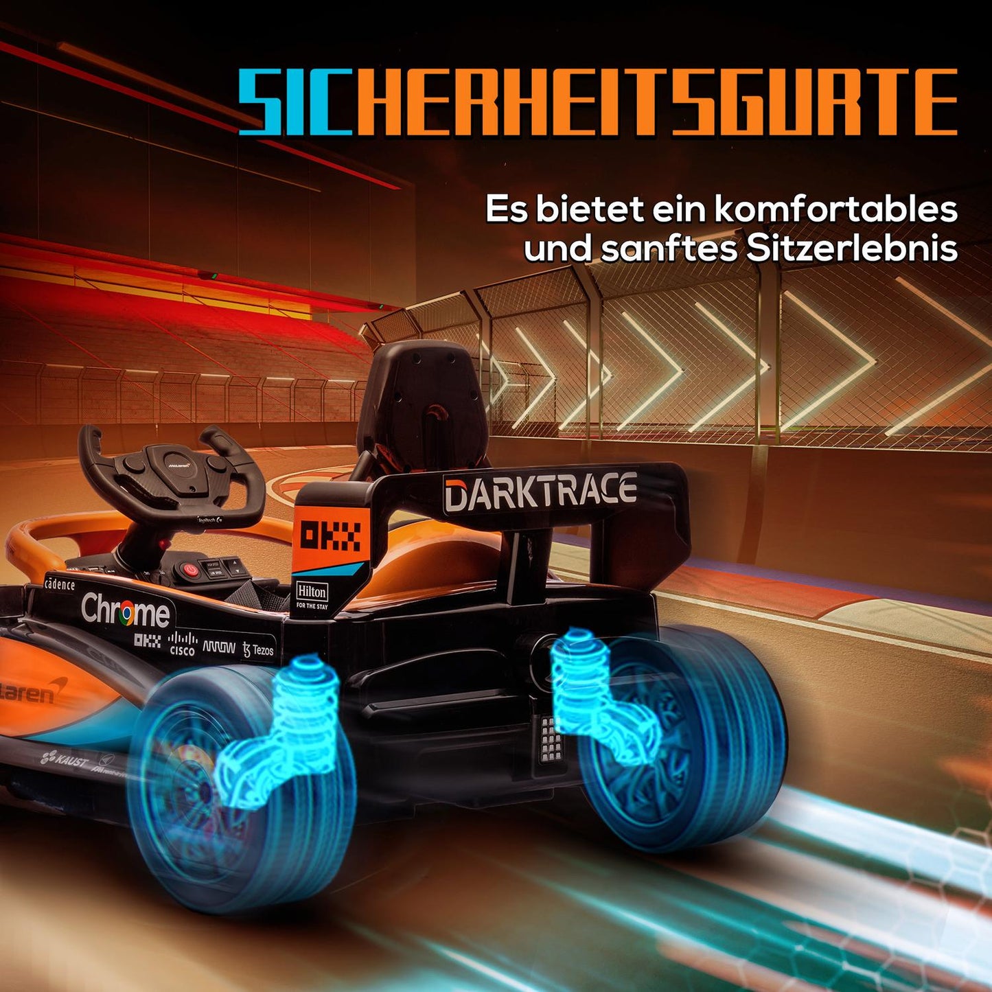 Orange electric car for children, 2-speed, remote control, 30 kg capacity